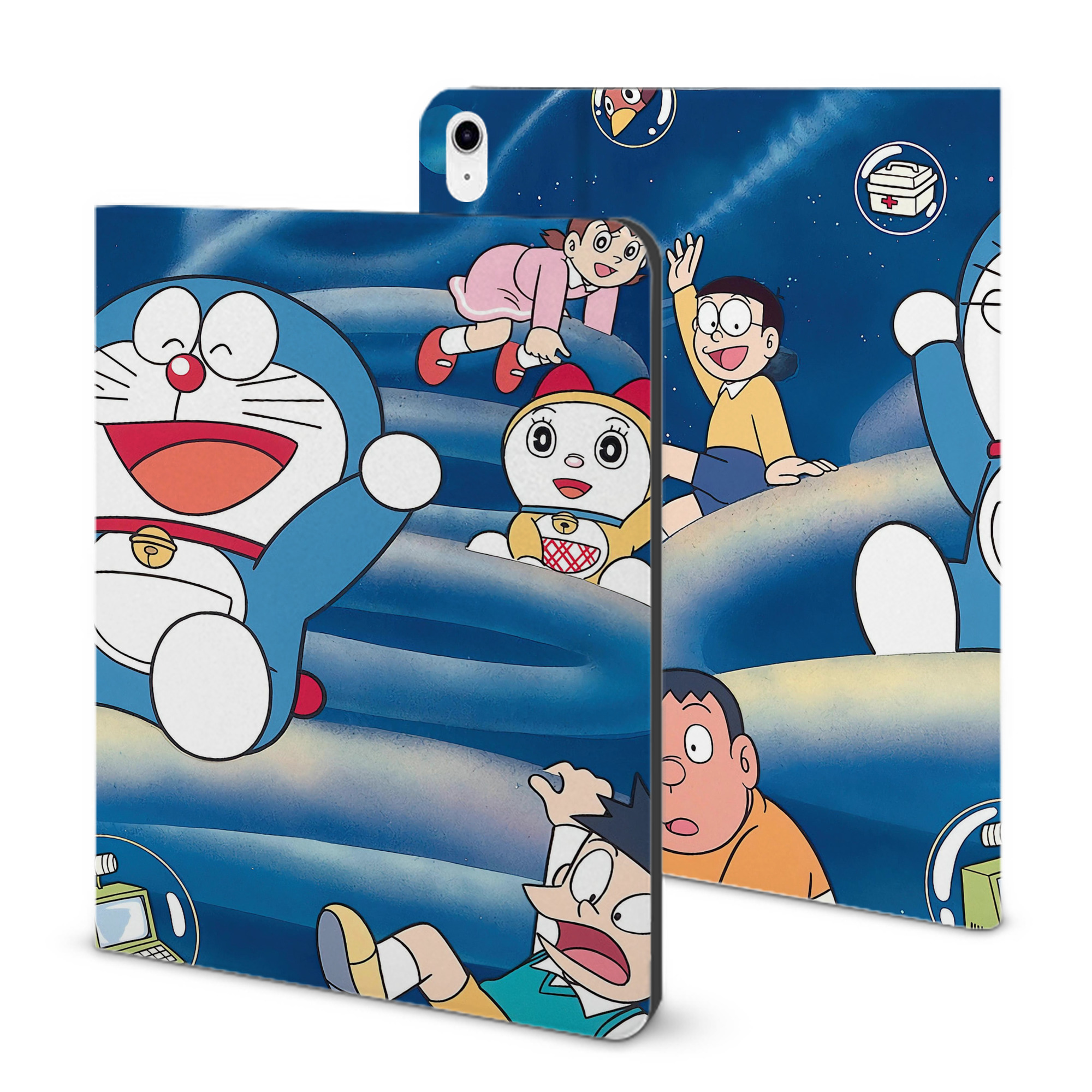（画像用） ドラえもん Doraemon IPad ケース ブック型 PUレザー TPU 耐衝撃 軽量 薄型 ペン収納なし 全面保護 IPad 各モデル対応